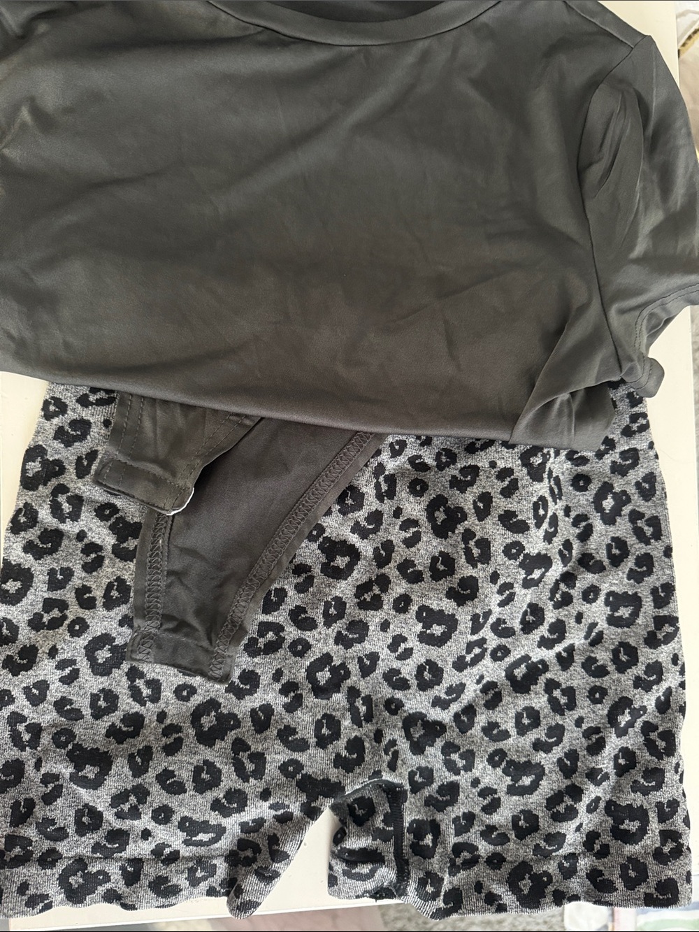 Gray Cheetah Biker Shorts and Baby Tee Set